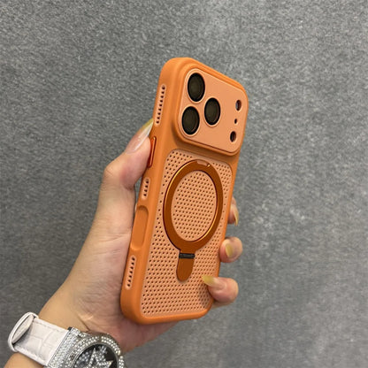 Cooling Heat Dissipation Stand Holder Case For iPhone 17 Pro Max 16 Pro 15 14 13 12 Invisible Bracket Magnetic Matte Hard Cover