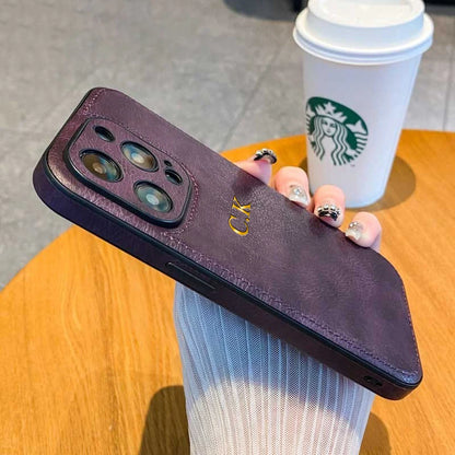 Personalized Name Classic Leather Case For iPhone18 17 16 15 14 13 12 11 Pro Max 17Air Luxury Customized Initials Engraved Cover