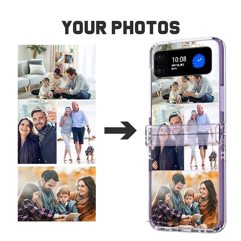 For Samsung Galaxy Z Flip 7 FE 8 7 6 5 4 3 Personalized Customized Photo Folding Phone Case Design Picture Name Clear PC Cover