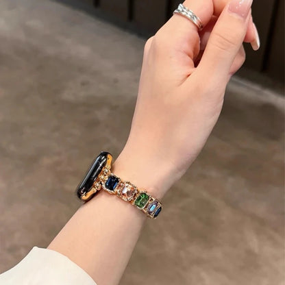 Elastic Diamond Strap For Apple Watch Band 38mm 40 41 42 44 45 46 49mm Metal Women Jewelry Bracelet iWatch S11 10 9 8 7 6 5 4