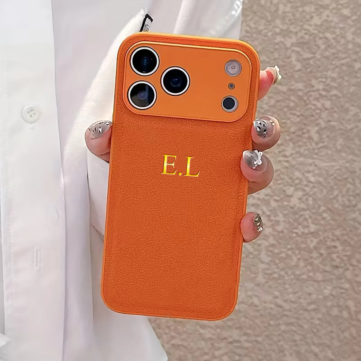 Personalized Name Faux Leather Phone Case For iPhone 17 16 15 14 13 Pro Max Plus Air Custom Initials DIY Hot Gold Foil Stamping
