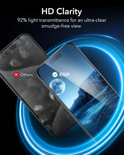 ESR Tempered-Glass Screen Protector iPhone 13/14/15/16/17 Pro Max HD Clear Anti-spy Screen Firm For iPhone 17Air&16/15 Plus&16e