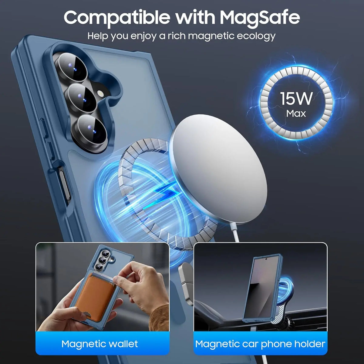 Fashion Magnetic Case For Samsung Galaxy Z Fold 8Ultra 8 7 6 5 4 For MagSafe Slim Translucent Matte Hard Back Soft Bumper Cover