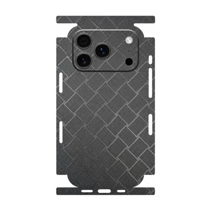 Full Wrap Faux Leather Back Skin for iPhone 17 16 15 14 13 Pro Max Diamond Kevlar Texture Anti Scratch Phone Sticker