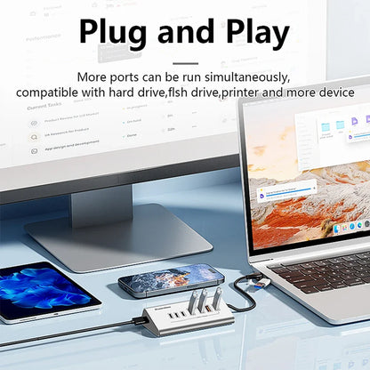 KEBIDUMEI 10Gbps 7 In 1 Docking Station USB 3.2 GEN 2 HUB Data Transfer Adapter USB Splitter Computer Accessories For PC Laptop