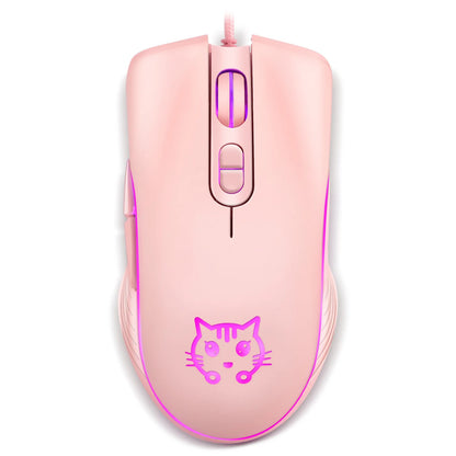 Lenovo Wired USB Gaming MouseGaming Mouse Purple Cat Mouse USB Mouse Ergonomic Mouse Braided Cable Gold-Plated USB Connector
