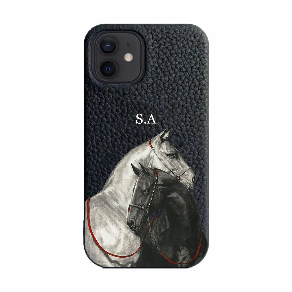 Personalise Initial Letters Leather PU Soft leather Case For Iphone 17 13 15 Pro Xs Max 12 Mini 11 XR 16 Plus Luxury Covers