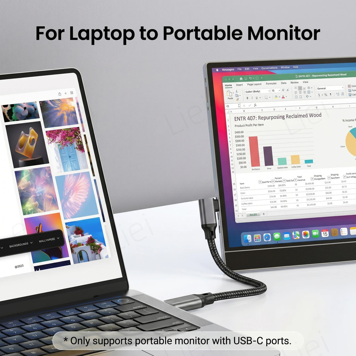 20Gbps 5K/4K Monitor Display Cable L-shaped USB Type C Data Cable Right Angle 90° USB3.2 Gen2x2 Data Transfer 240W PD Charging