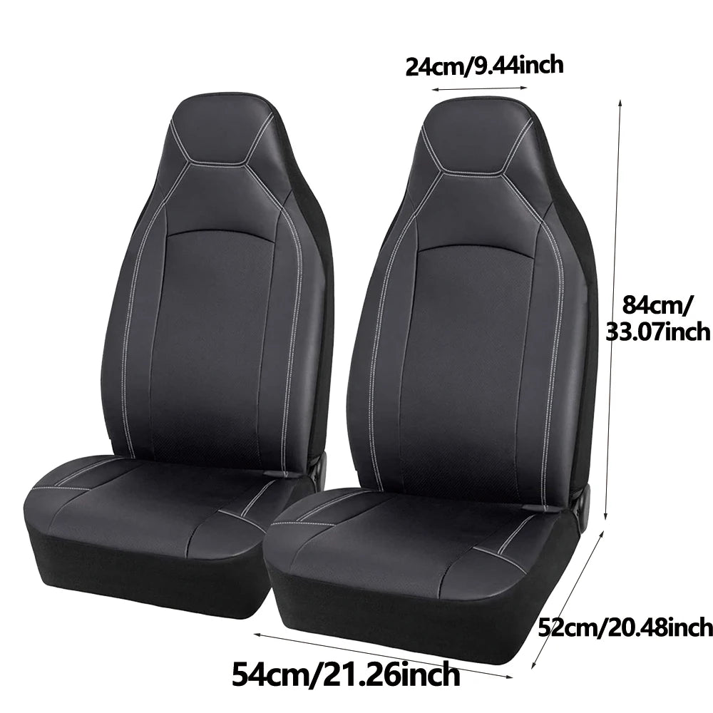 AUTO PLUS Universal High Back Bucket Leather Car Seat Covers Premium Waterproof Leather Full Set  Airbag Compatible