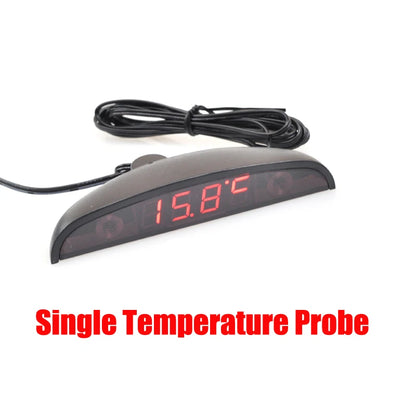 White Red Blue Green 12-24V Moon Type Thermometer Voltmeter Clock LED Display Car Dashboard Clock Dual Temperature Sensor