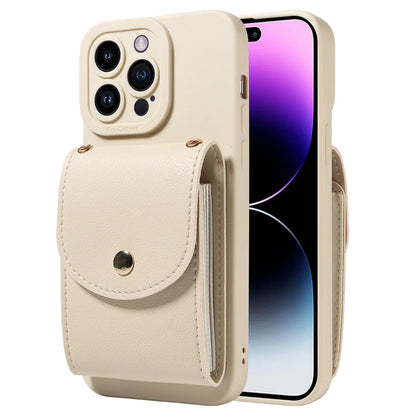 faux Leather Phone Case for IPhone17 16 15 14 13 12 11Pro Max PlusMini E Air All inclusive Lens Protection with Lanyard Card Bag