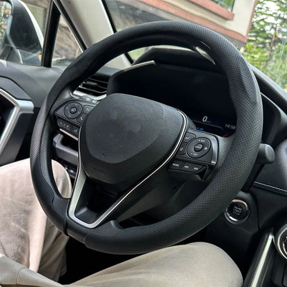 Steering Size 36-38cm Universal Non-slip Round Breathable Leather Car Steering Wheel Cover Protector Suitable Auto Accessories
