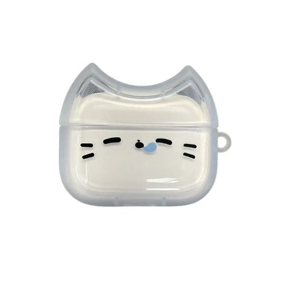 Cute Sleepy Cat Earphone Case Anti-Fall Earbuds Cover with Keyring Dustproof Shockproof Headphone Protective Case