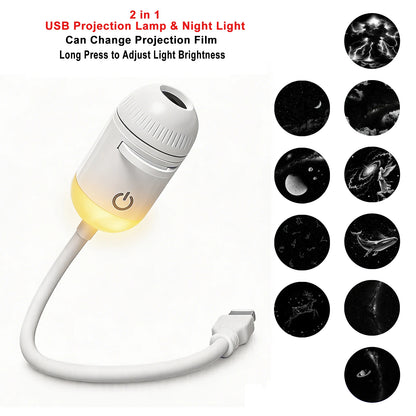 USB Galaxy Projector Light Car Roof Ambient Light Adjustable Focus Car Atmosphere Projection Lamp Romantic Room Star Night Light