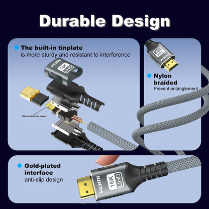 16K@60Hz HDMI 2.2 Cable compatible with 8K/4K HDMI supporting 8K@120Hz high-speed video for PS4/5 TVs laptops and monitors