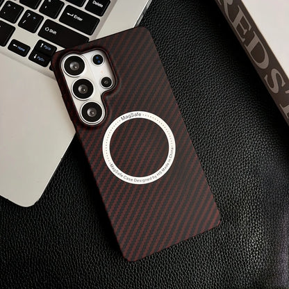 For Magsafe Magnetic Phone Case For Samsung Galaxy S25 S23 S24 S22 S21 S26 Ultra Plus Luxury Thin Slim Carbon Fiber Bumper Cover