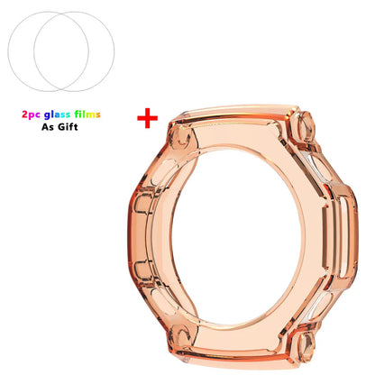 2-in-1 Protective Case + Screen Protector Glass for Amazfit T Rex 3 TRex 3 Smart Watch Bumper Protective Cover Tempered Glass