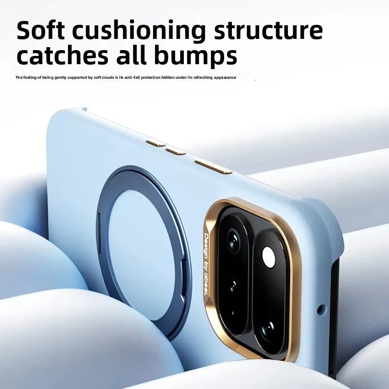 Magnetic Shockproof Skin-Feel Cute Phone Case For Google Pixel 11 Pro Fold With 360 Rotating Bracket Metal Lens protect Cover
