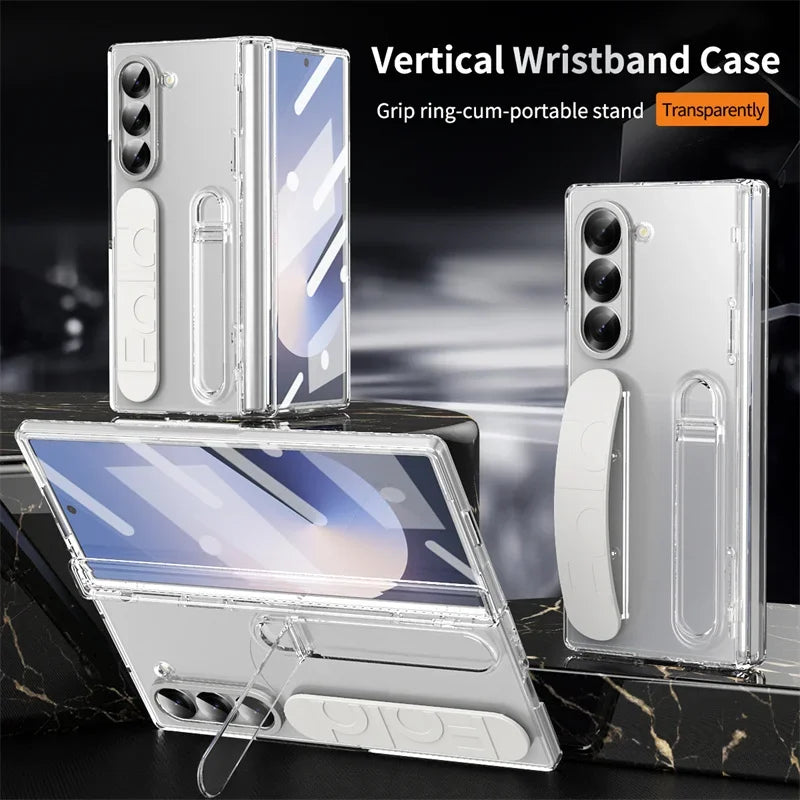 Hinge Protection For Samsung Galaxy Z Fold 7 6 5 4 3 Case With S Pen & Screen Protector & Wristband Invisible Bracket Z Fold 8