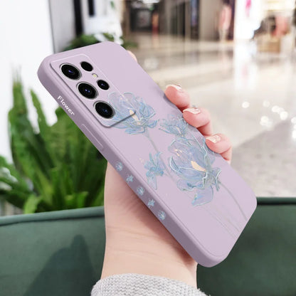 Simple Crystal Flower Phone Case For Samsung Galaxy S25 S24 S23 S22 S21 S20 S10 S10E Ultra Plus FE Note 20 Ultra 10 Plus Cover