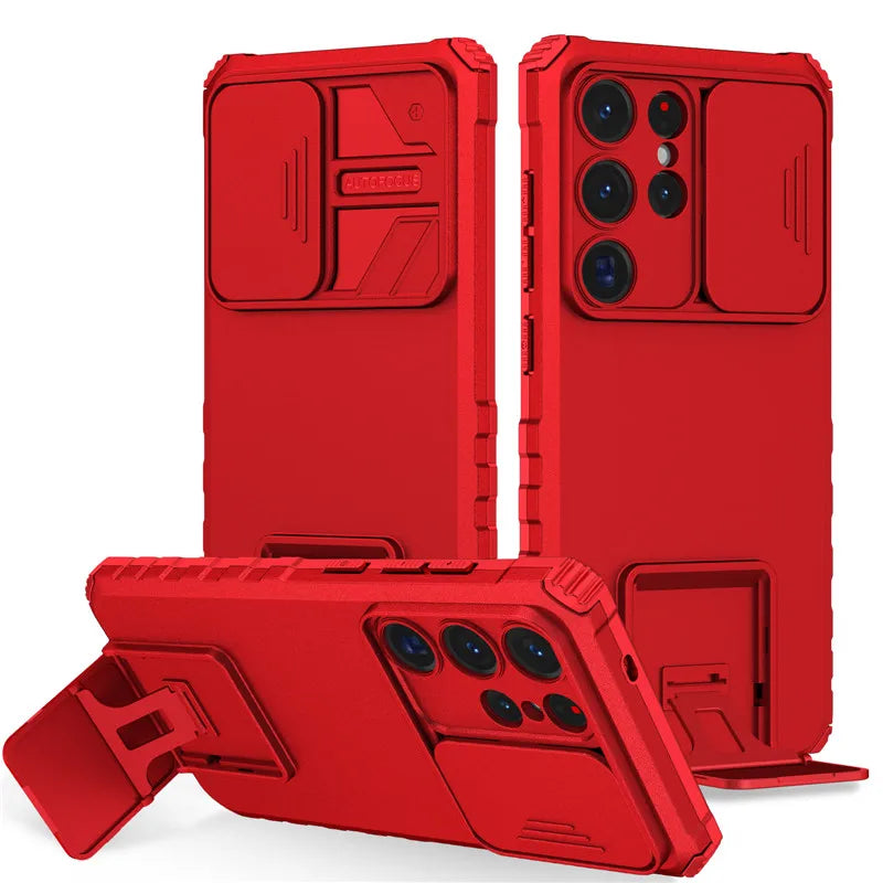 Shockproof Armor Funda For Samsung Galaxy S20 FE S21 S22 S23 S24 Plus Note 20 S25 Edge S26 Ultra 5G Slide Lens Protect Case