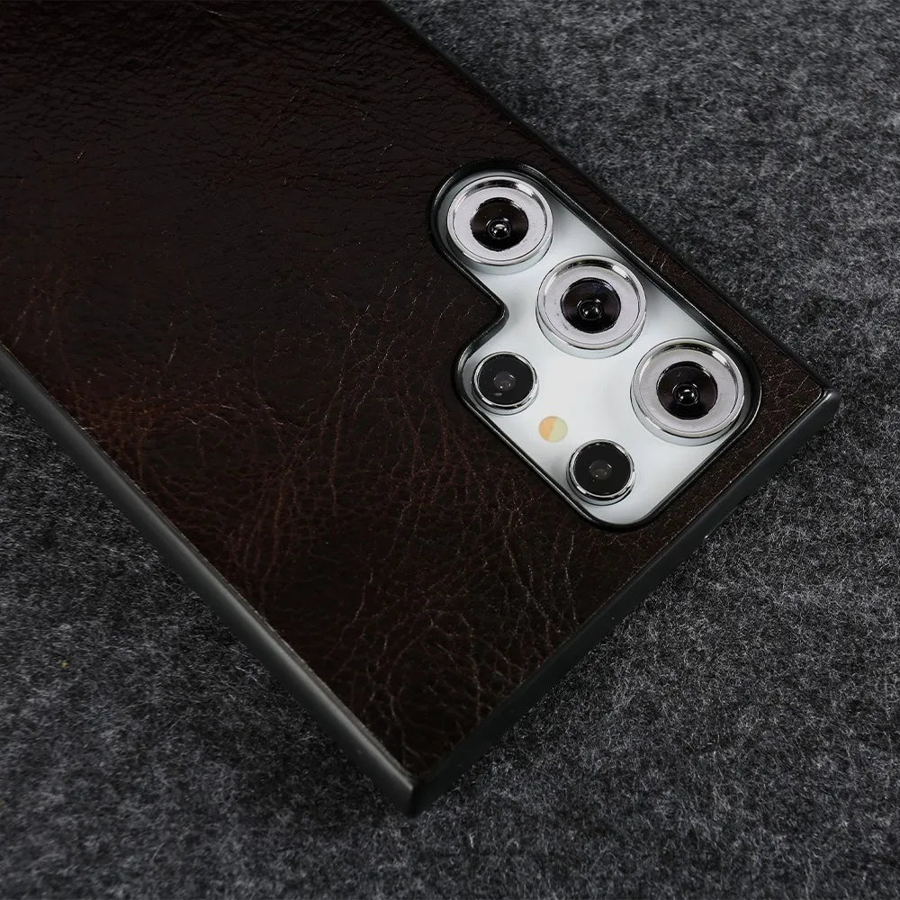 Retro Genuine Leather Phone Case for Samsung Galaxy S26 Ultra S23 Plus S24Ultra S23Ultra S22Ultra S21FE Luxury Back Cover Cases