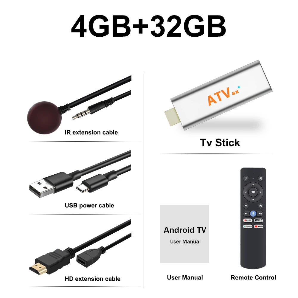 Q15 Android 16 TV Stick H313 Max Memory 256GB Voice Remote Support 2.4G 5G Wifi BT5.4 Quad Core Home Theater Smart Media Player