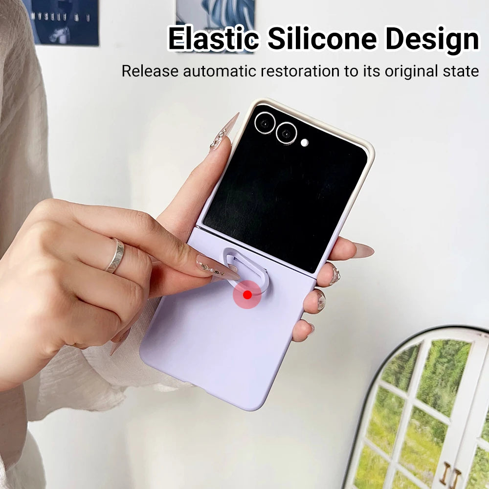 Liquid Silicone Ring Gradient Phone Case for Samsung Galaxy Z Flip8 7 FE ZFlip 5 6 7 Zflip 5 ZFlip6 ZFlip 7 Soft Bumper Cover