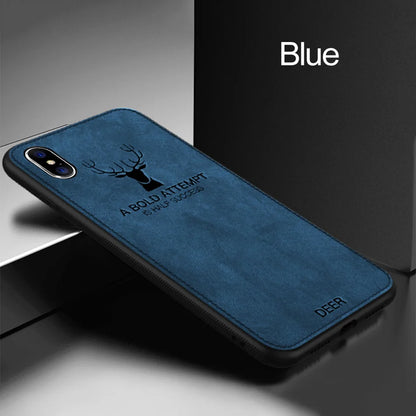 Luxury Deer Print Cloth Texture Case For iPhone 15 14 13 12 Mini 11 Pro X XS MAX XR Phone Cases Soft Cover Silicone Shockproof