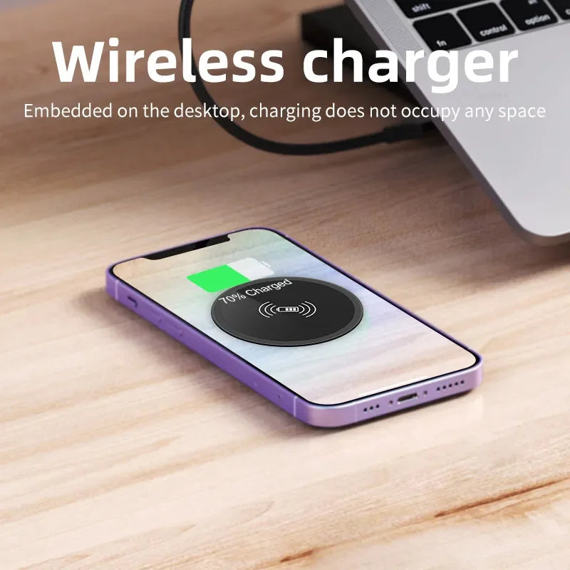 Quick Wireless Desktop Embedded Charger For iPhone 16 15 14 13 12 Pro Max Samsung S24 S23 Huawei Xiaomi Fast Inductive Charging