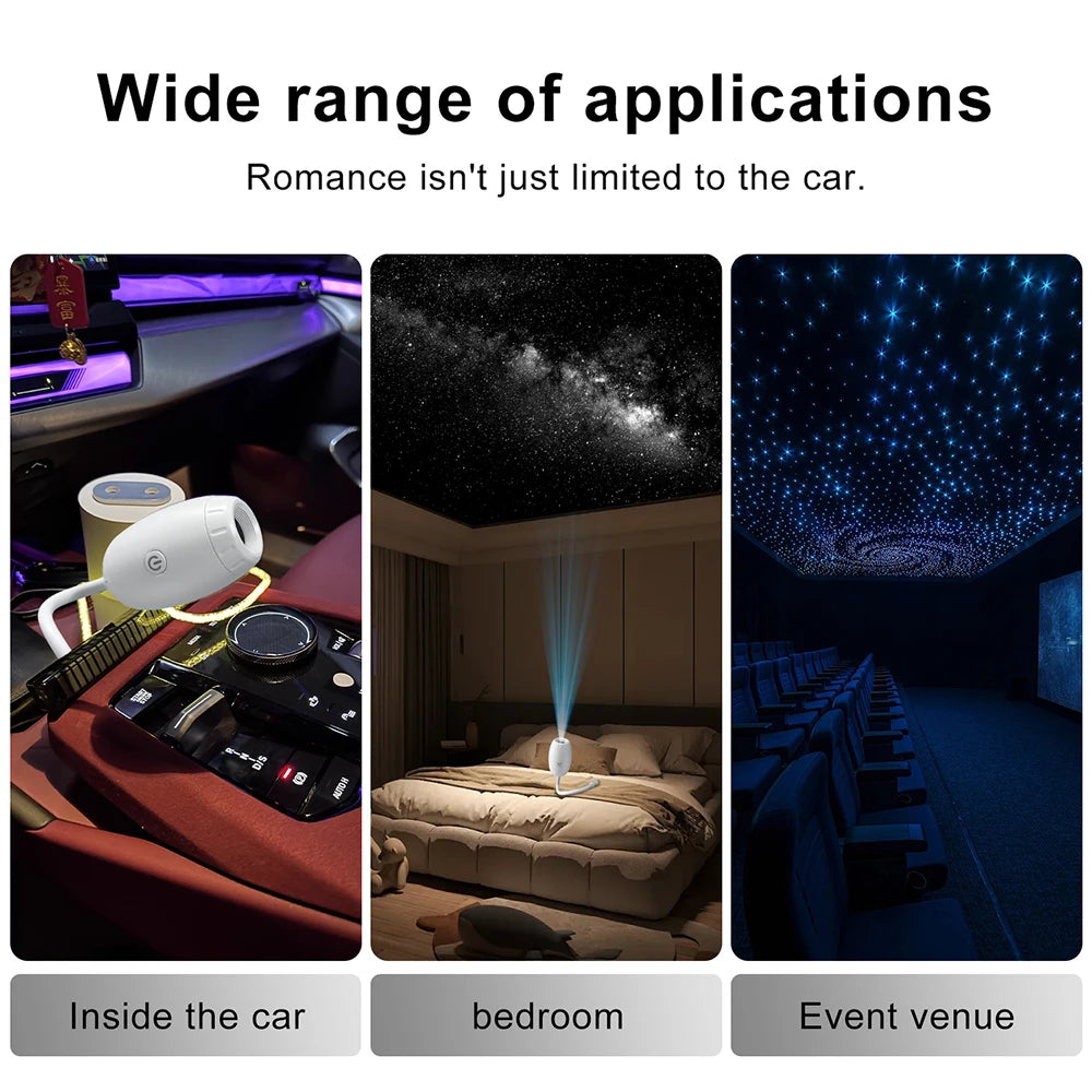 USB Galaxy Projector Light Car Roof Ambient Light Adjustable Focus Car Atmosphere Projection Lamp Romantic Room Star Night Light