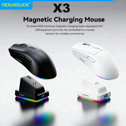 NexusClick Dual Mode Wireless Gaming Mouse,Lightweight RGB Backlit Magnetic Charging Dock DPI Adjustable Ergonomic for Laptop PC
