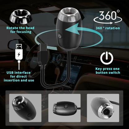 USB Galaxy Projector Light Car Roof Ambient Light Adjustable Focus Car Atmosphere Projection Lamp Romantic Room Star Night Light