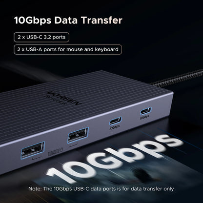 UGREEN 12-in-1 USB HUB Type-C to 2HDMI 4K120Hz DP USB3.2 10Gbps SD/TF RJ45 PD100W for Windows Dell HP Laptop Accessories Docking