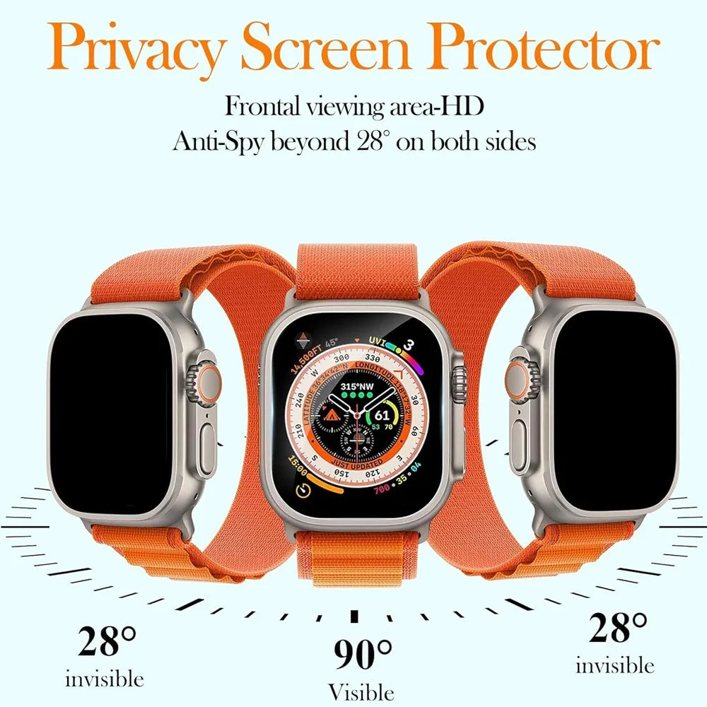 1-5PCS Privacy Tempered Glass Screen Protector with Auto-alignment Installation Frame for Apple Watch Ultra 4 3 2 1 49mm HD Film