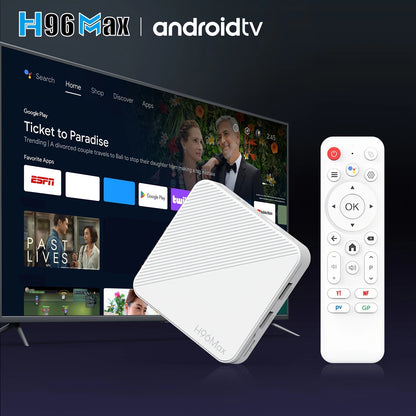 H96 MAX H313 Smart TV Box Android 14 TV Box 4K@60fps 100M/LAN Dual Wifi6 BT5.0 Google Voice Assistant Media Player Set Top Box