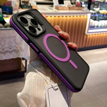 Luxury Colorblock Translucent Magnetic Phone Case for IPhone 17 16 15 14 Plus 13 Pro Max Shockproof Anti Slip Frosted Cell Cover