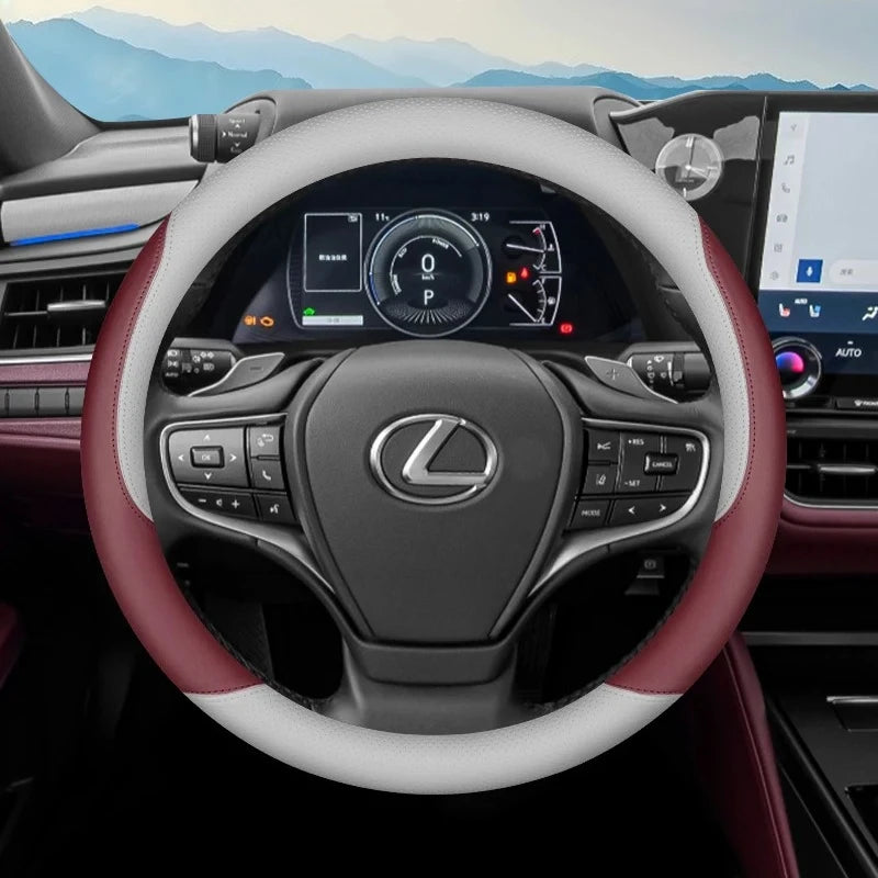 2026 Nappa Leather Steering Wheel Cover Anti-Slip 37-38cm For Lexus IS ES ES300h ES350h RX RX350 RX500h NX350h NX450 Accessories