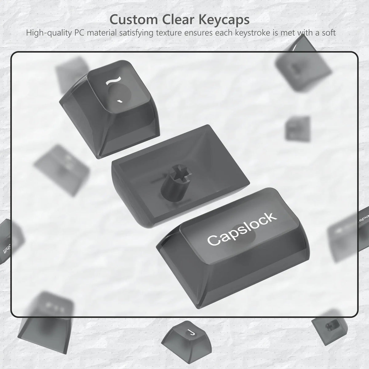 115 Keys Grey Fog Transparent Clear Keycaps Crystal PC Keycap RGB Shine Through Key Cap MDA Profile for MX Switch Keyboard