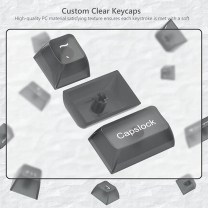 115 Keys Grey Fog Transparent Clear Keycaps Crystal PC Keycap RGB Shine Through Key Cap MDA Profile for MX Switch Keyboard