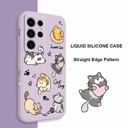 Cat String Ball Phone Case For Samsung Galaxy S25 S24 S23 S22 S21 S20 S10 S10E Ultra Plus FE Note 20 Ultra 10 Plus Cover
