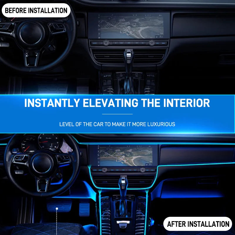 Car Interior Decorative Lamps EL Wiring Neon Strips Dashboard Auto LED Ambient Lights DIY Flexible Atmosphere Lamp 1M/3M/5M