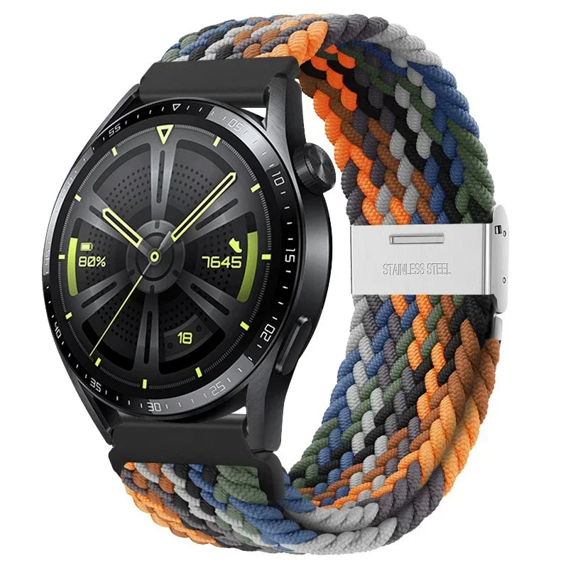 20 22mm Strap for Samsung Galaxy Watch 7 6 5 4 Band 40/44mm 5Pro Active 2 Gear S3 Braided Elastic Bracelet for Huawei GT2/3 4Pro