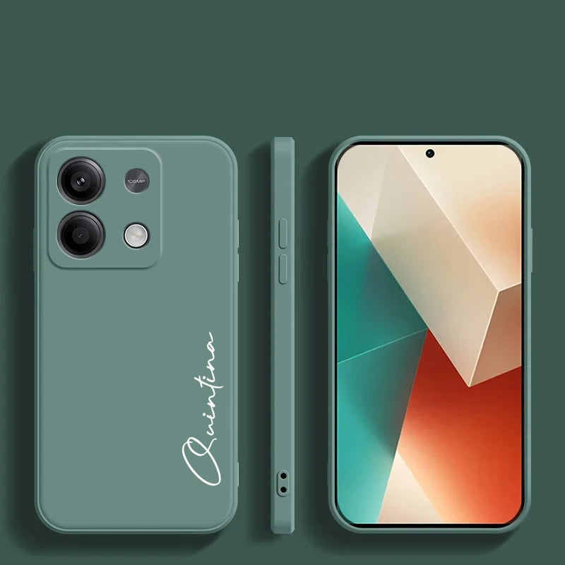 For Xiaomi Redmi Note 13 Pro Plus 4G 5G Customized Personalized Name Initials Liquid Silicone Case Cover For Redmi Note 13pro