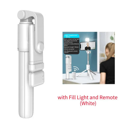 Foldable Portable Selfie Stick Tripod With Detachable Bluetooth Remote Control With LED Selfie Light For Phone Video Live Holder
