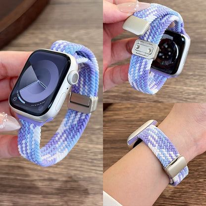 Braided Loop for Apple Watch 38 40 41 42 44 45 46 49mm for Woman Magnetic Nylon Elastic Replacement for Iwatch Series10 9 8 7 6
