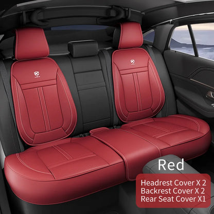 PU Leather Car Seat Cover Full Set 360°Surrounded Bottom Adjustable Back Seat Pad Waterproof Front Seat Cushion Car Accessories