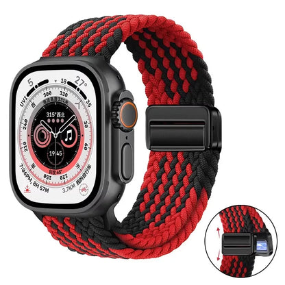 Nylon Braided Loop Band For Apple Watch Ultra 3 2 49mm 11 10 46mm 42mm 9 8 7 45/41mm Magnetic Strap iWatch 6 5 SE 44/40mm Correa