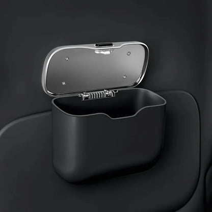 Multifunctional Car Trash Can with Lid Button, Hanging Storage Bin for Wet and Dry Use, Auto Interior Accessories, Organizer Box