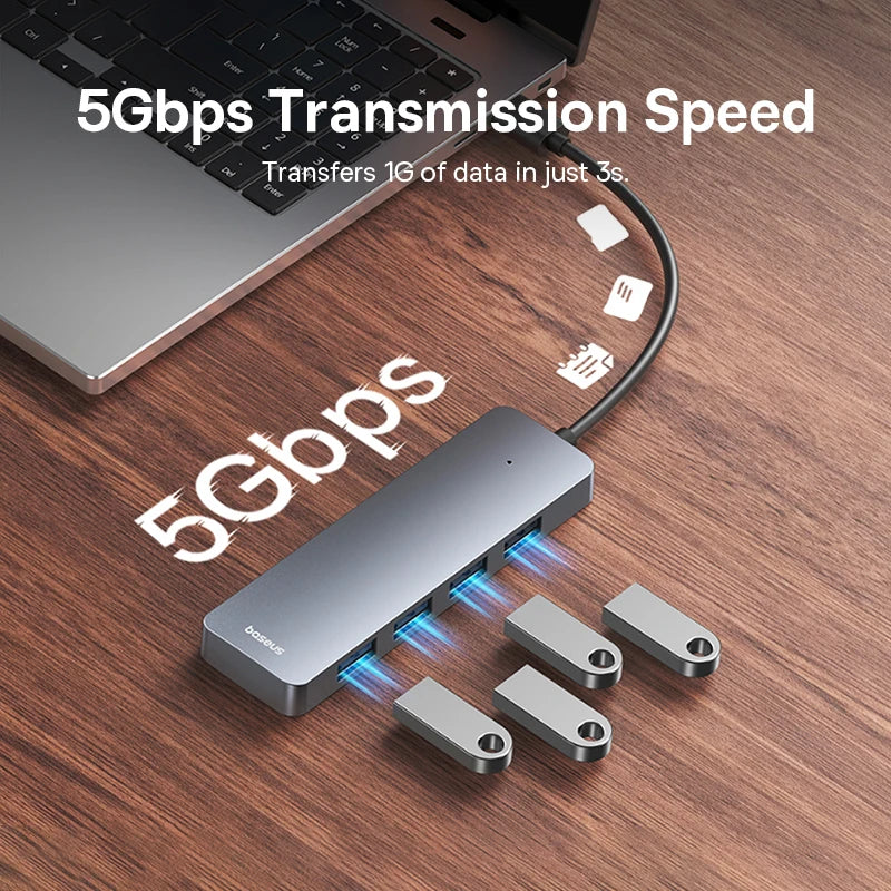 Baseus Usb Hub 4 Port ABS Hub Usb 3 0 for Laptop Multi Splitter Adapter For Xiaomi Lenovo Macbook PC Computer Accessories